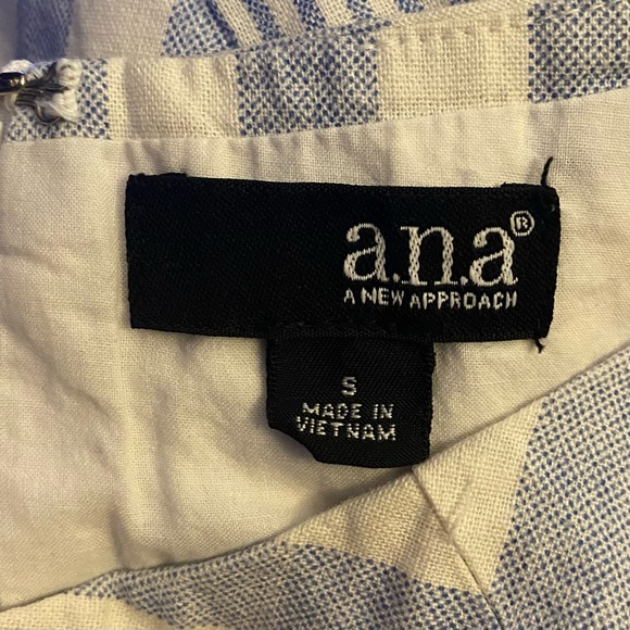 a.n.a A New Approach Chevron Blue/White Striped Seersucker Linen Sheath Dress S - Picture 4 of 7